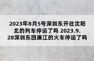 2023年8月5号深圳东开往沈阳北的列车停运了吗 2023.9.28深圳东回廉江的火车停运了吗